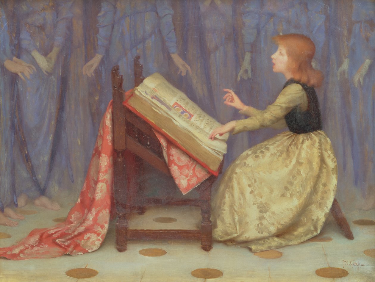 Mädchen in einem Innenraum sitzend von Thomas Cooper Gotch