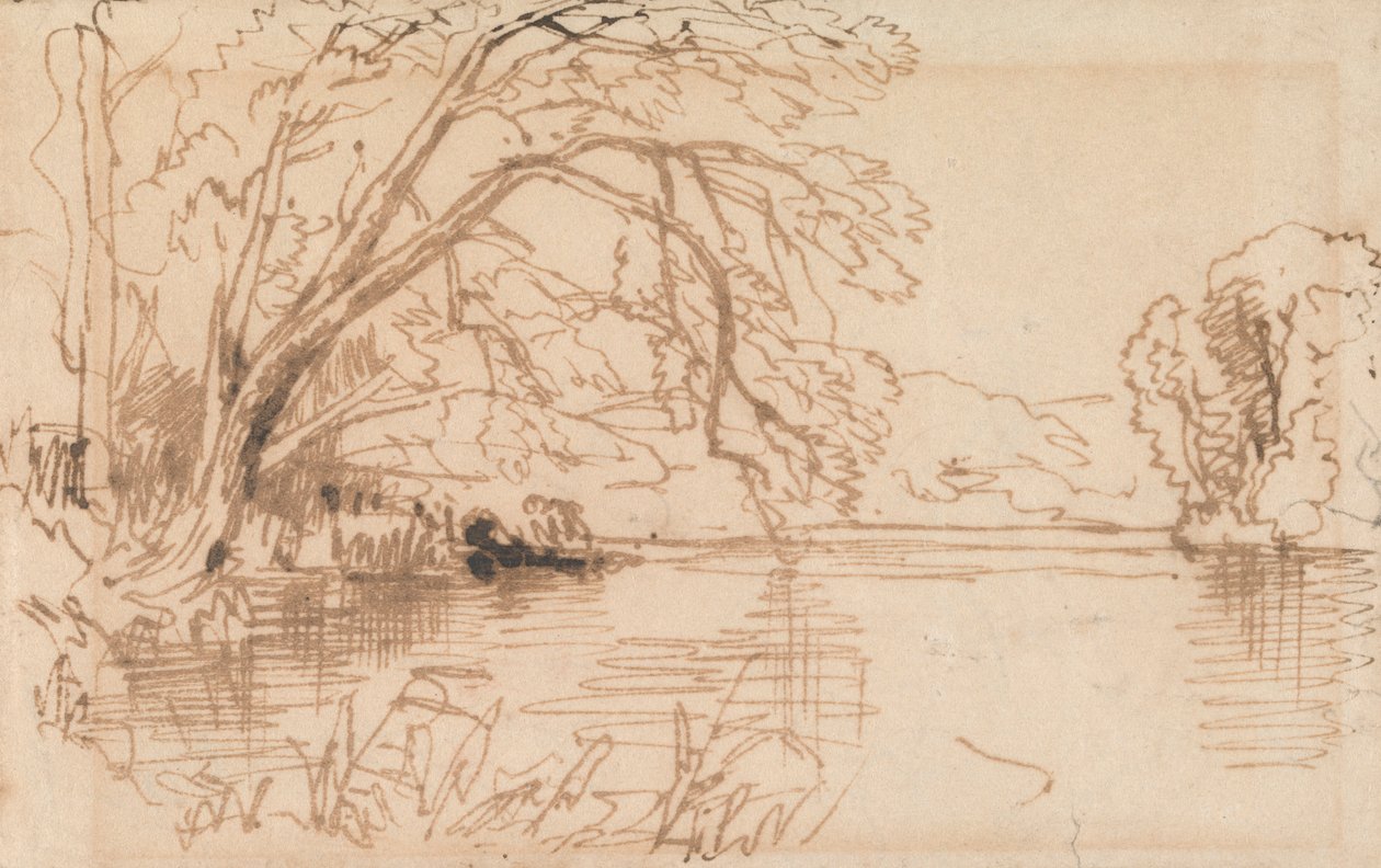 Ein Baum über einem Fluss von Thomas Creswick