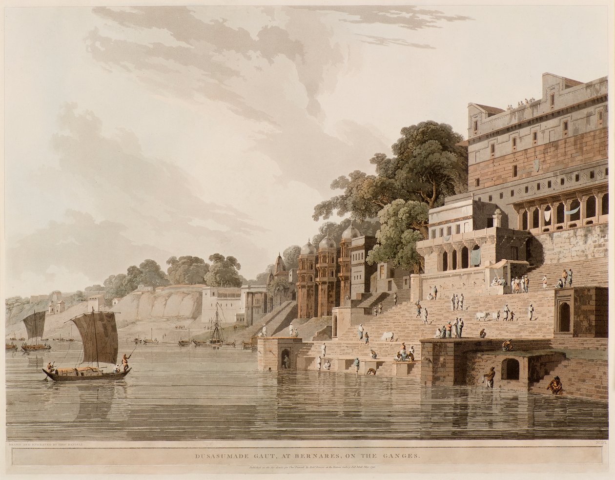 Dusasumade Gaut, bei Bernares am Ganges von Thomas Daniell