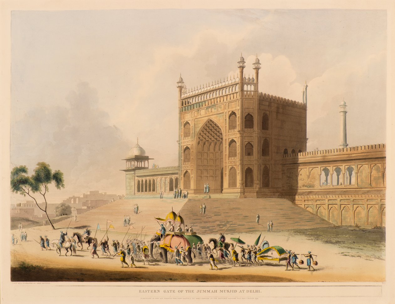 Östliches Tor der Jummah Musjid, Delhi von Thomas Daniell