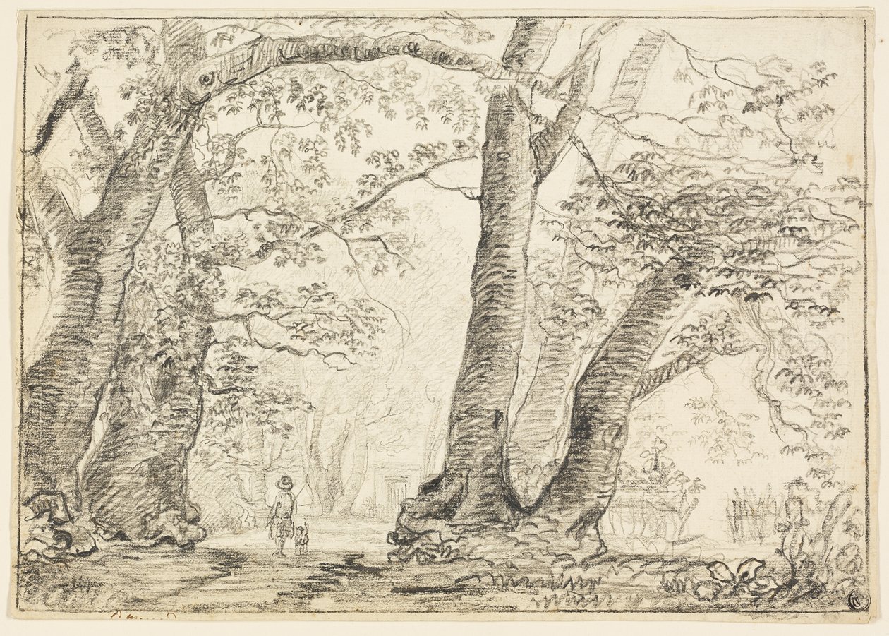 Mann mit Hund im Wald von Thomas Gainsborough