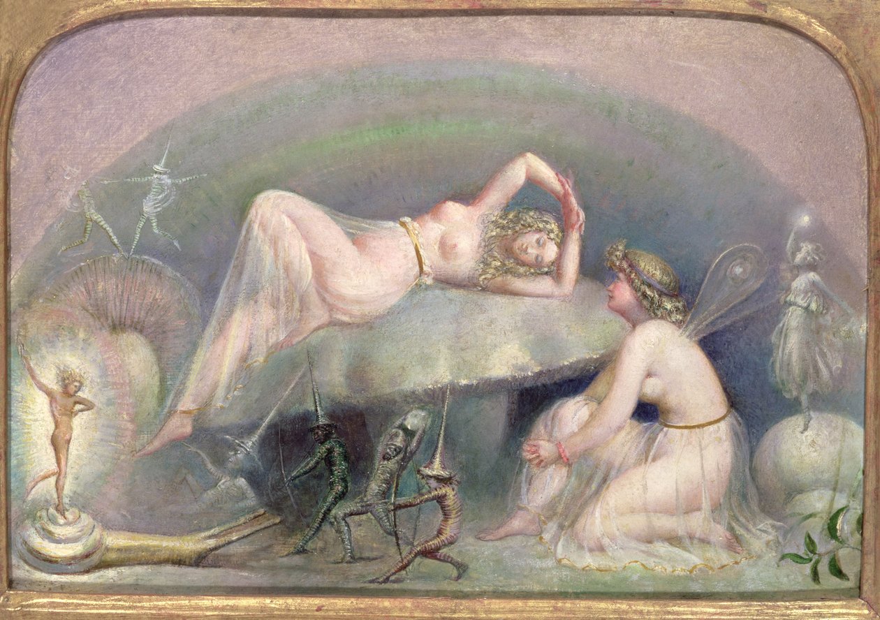 Fee ruht auf einem Pilz, ca. 1860 von Thomas Heatherley