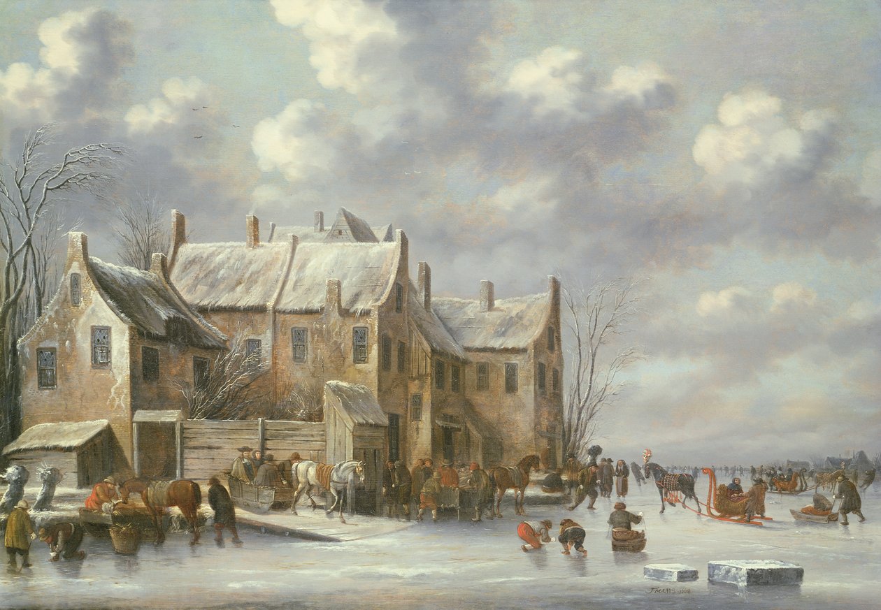 Winterszene mit Blick auf Medemblik von Thomas Heeremans