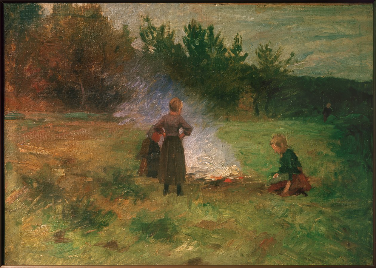 Mädchen am Lagerfeuer von Thomas Ludwig Herbst