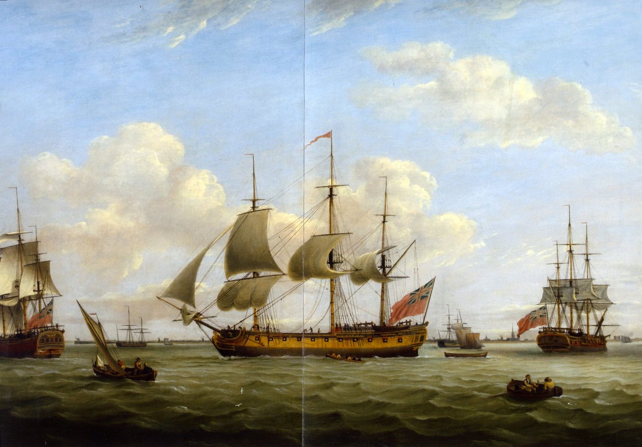 HMS Maria Anna-Earl of Chatham-Achilles-Thomas Luny von Thomas Luny