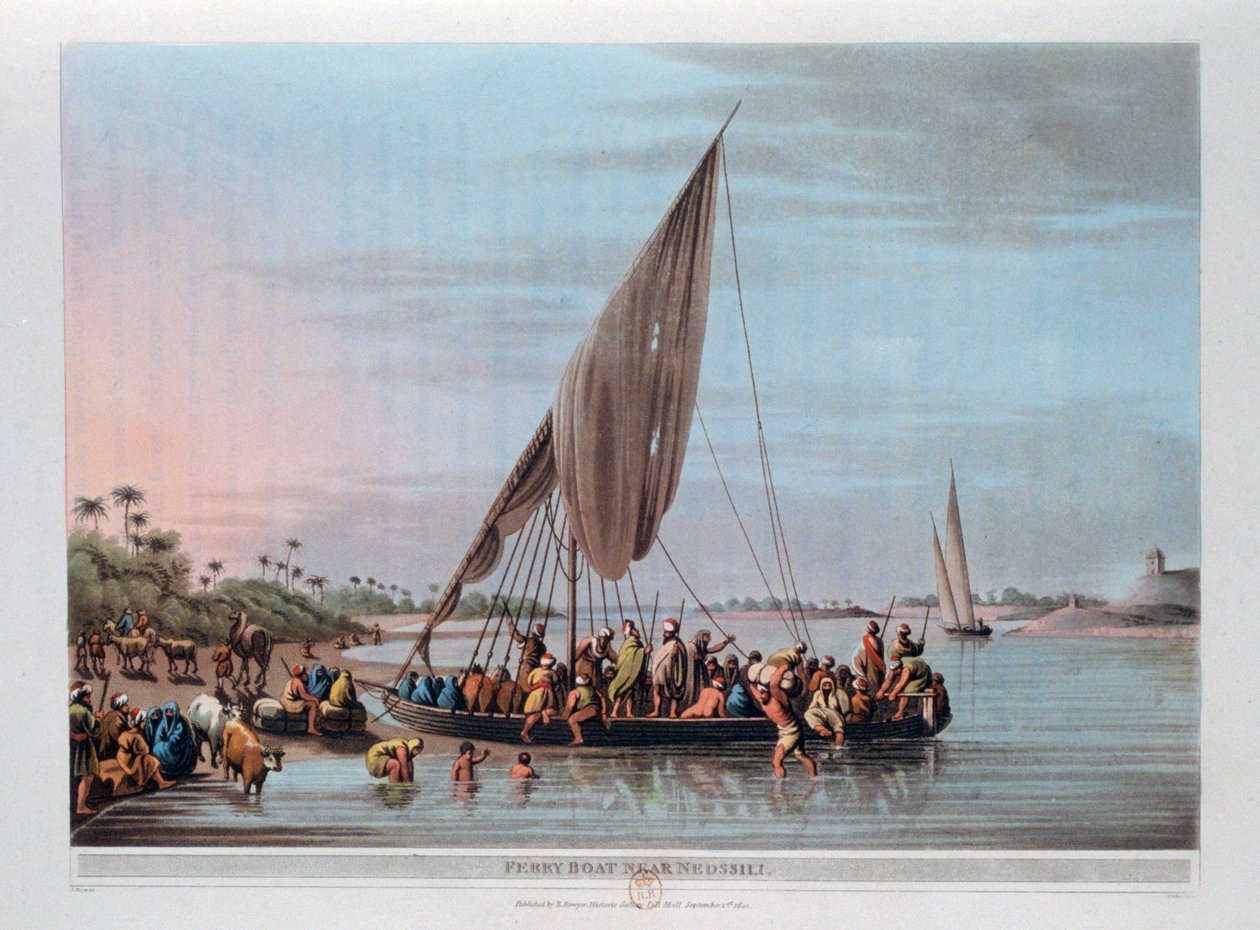 Fähre in der Nähe von Nedssili, Ägypten, 1801 von Thomas Milton
