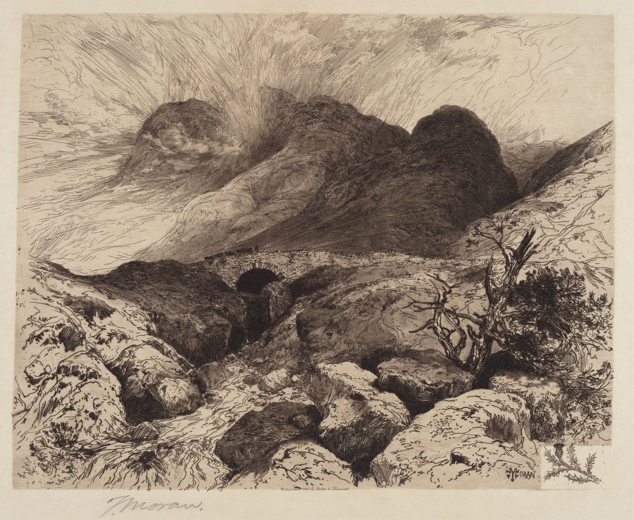 Brücke im Pass von Glencoe—Schottland von Thomas Moran
