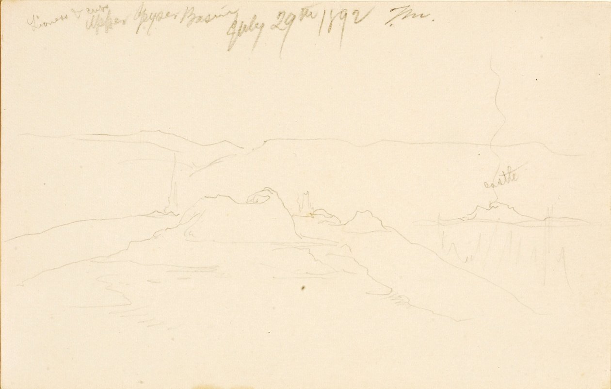 Löwin und Junge, Oberes Geysirbecken von Thomas Moran