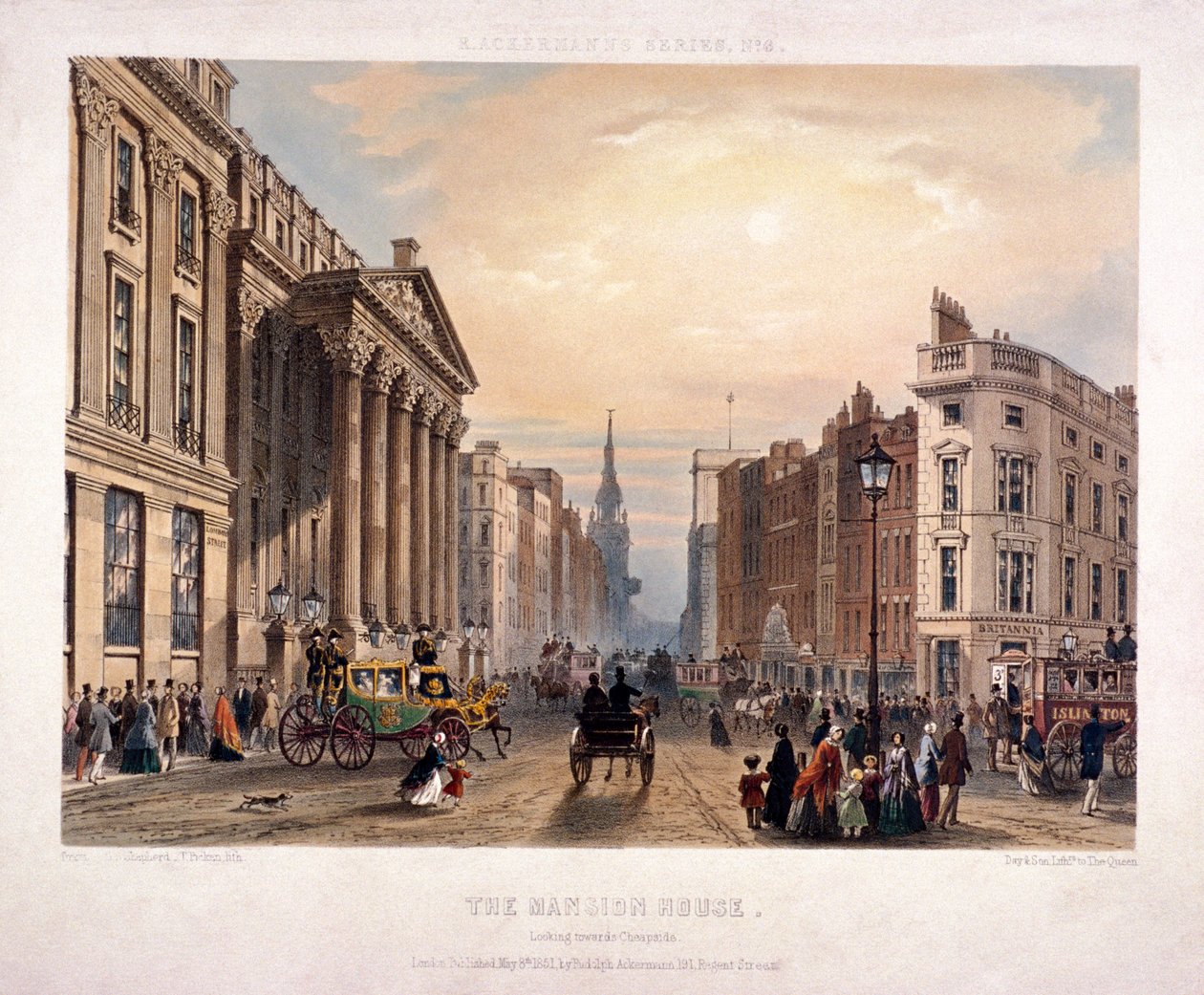 Mansion House und Cheapside, London, 1851 von Thomas Picken