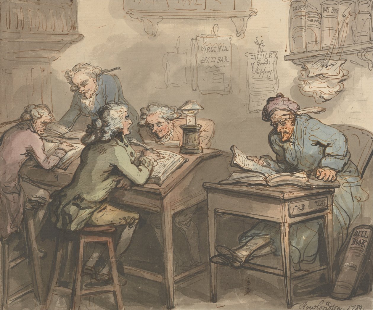 Das Büro eines Kaufmanns von Thomas Rowlandson