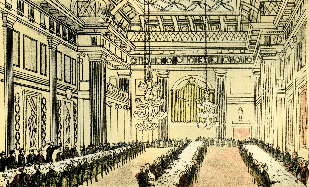 Dr. Syntax in der Freimaurerhalle von Thomas Rowlandson