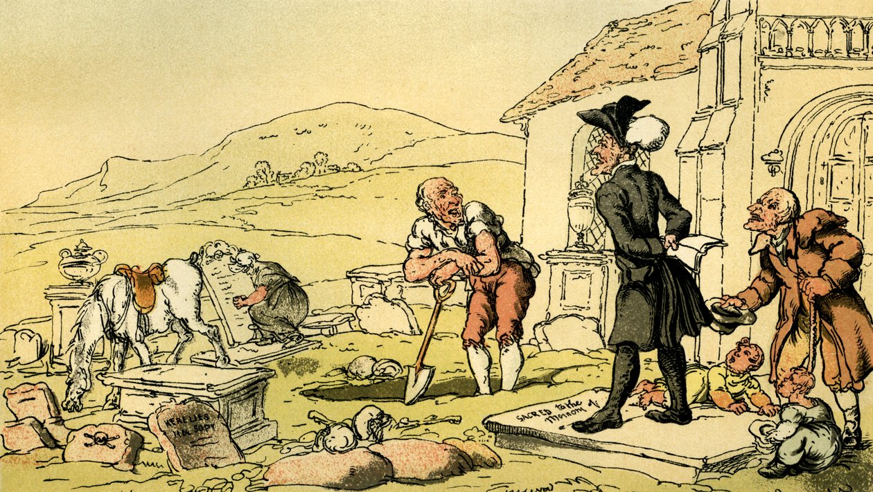 Dr. Syntax meditiert über die Grabsteine von Thomas Rowlandson