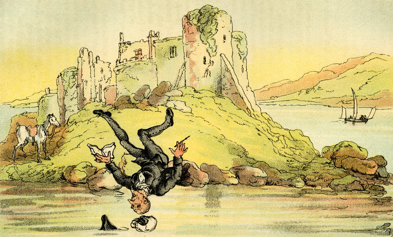 Dr. Syntax stürzt ins Wasser von Thomas Rowlandson