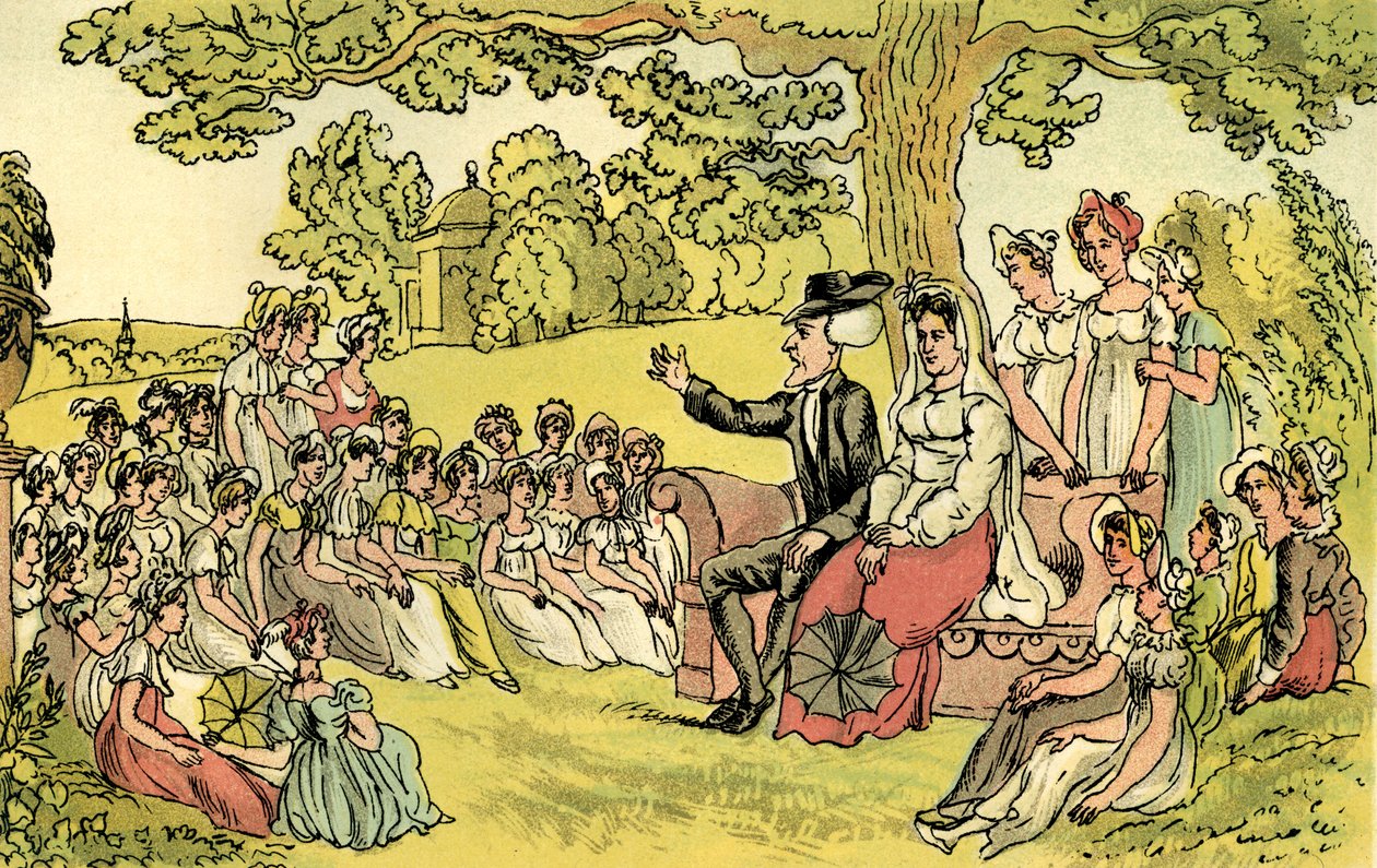 Dr. Syntax besucht ein Internat von Thomas Rowlandson
