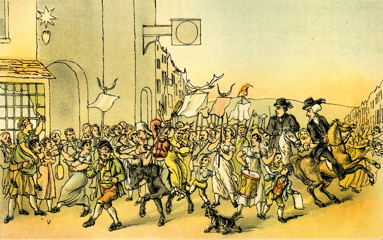 Dr. Syntax mit den Skimmington-Reitern von Thomas Rowlandson