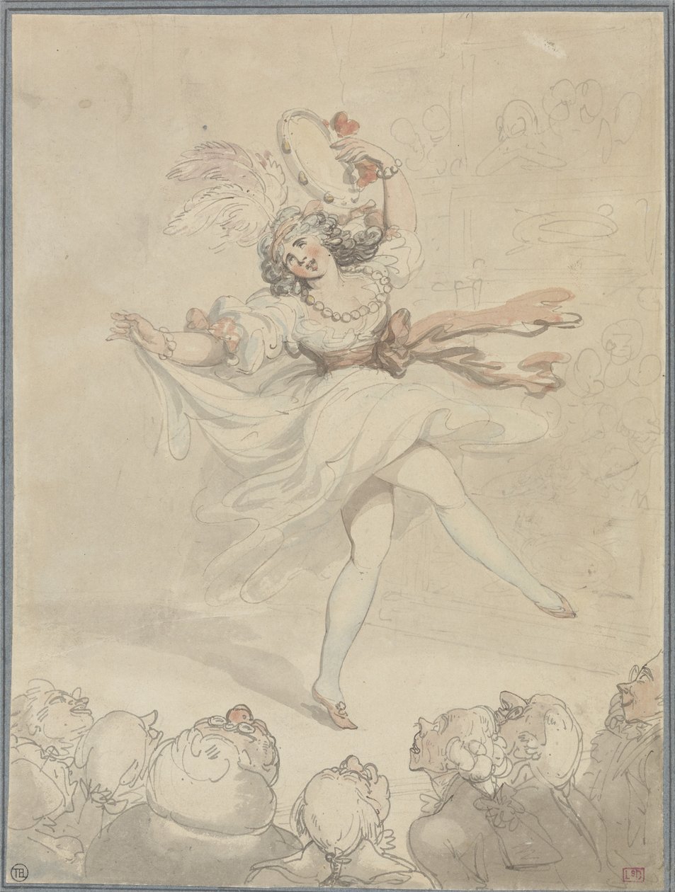 Weibliche Tänzerin mit Tamburin von Thomas Rowlandson
