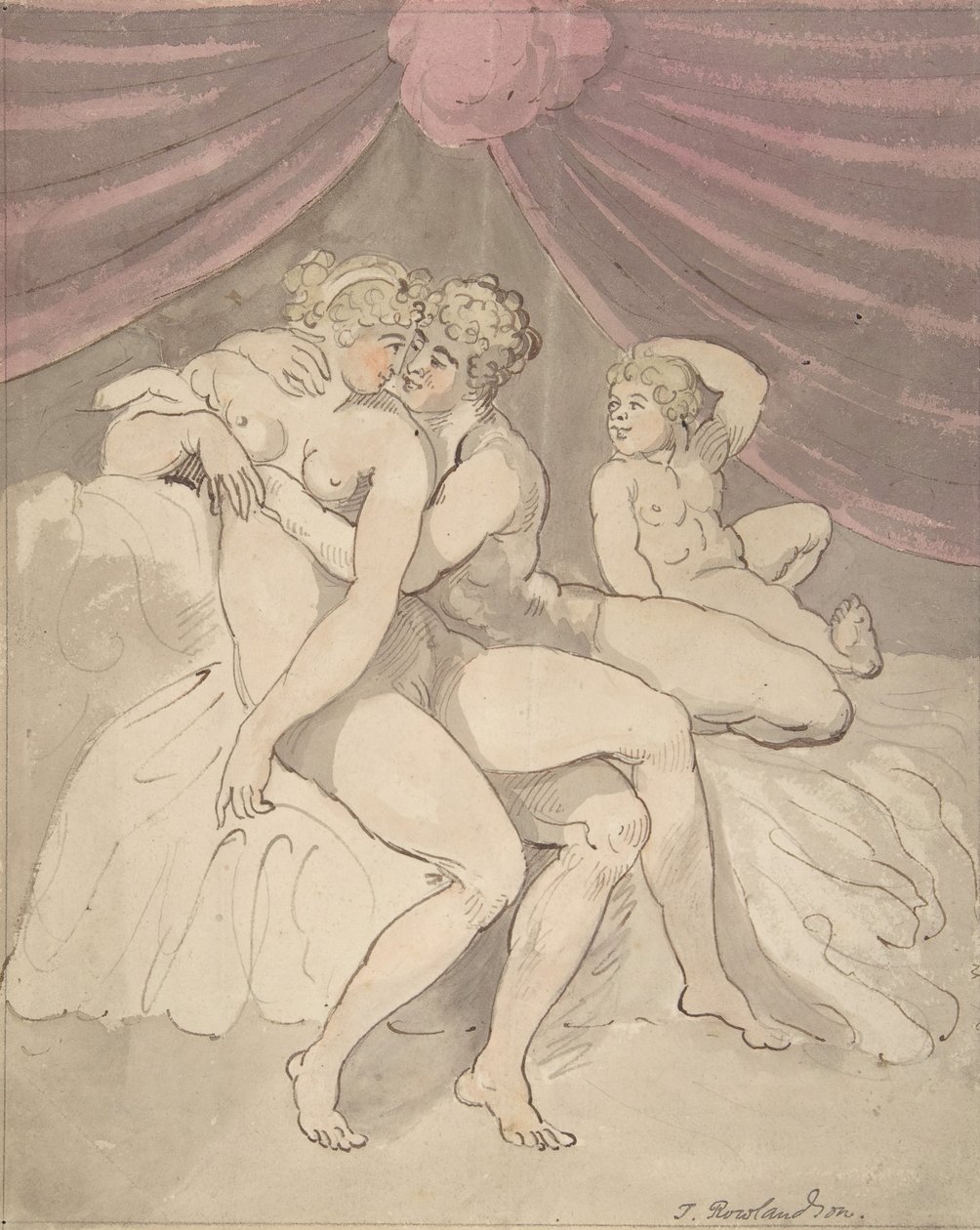 Nacktes Paar in Umarmung, 1780-1827 von Thomas Rowlandson