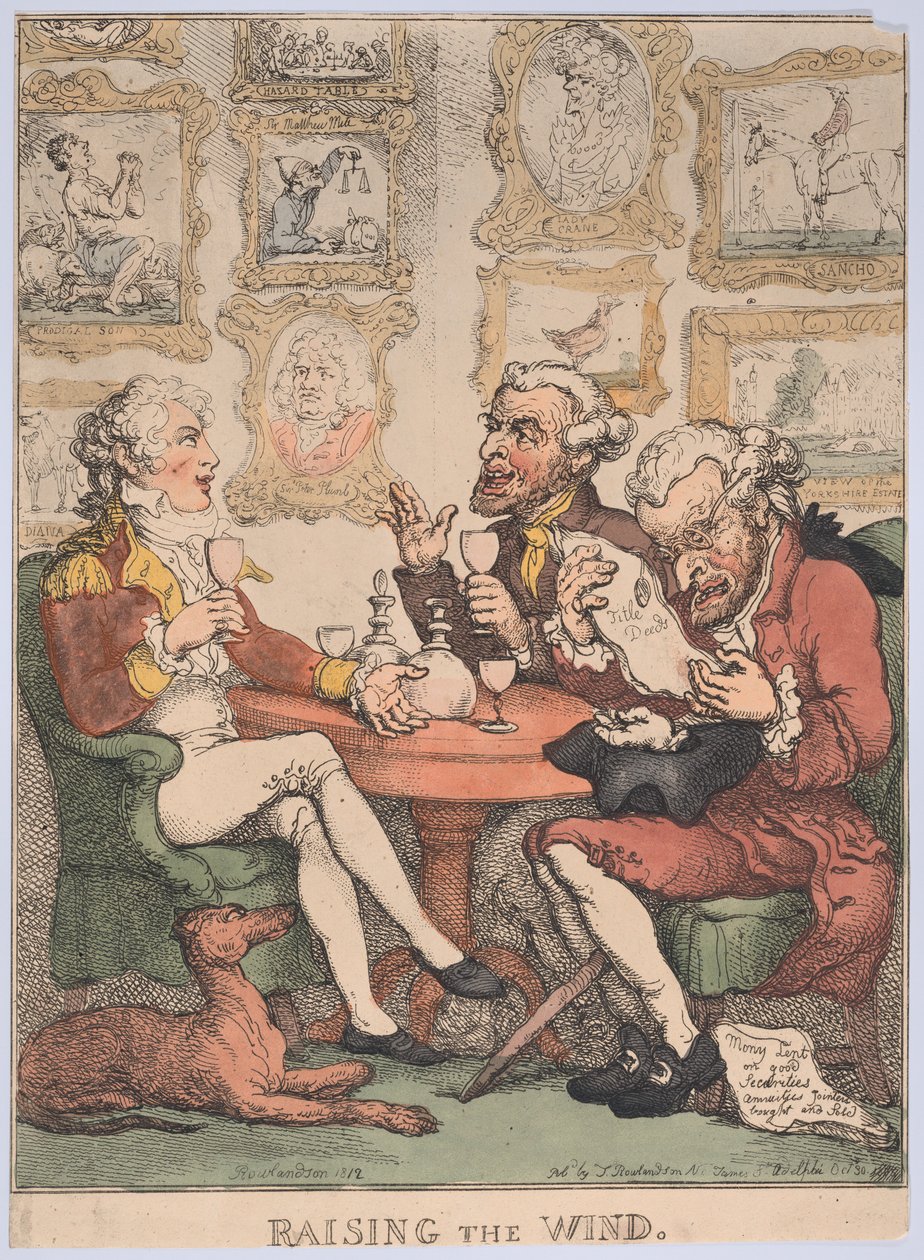 Raising the Wind, 1805-12 von Thomas Rowlandson