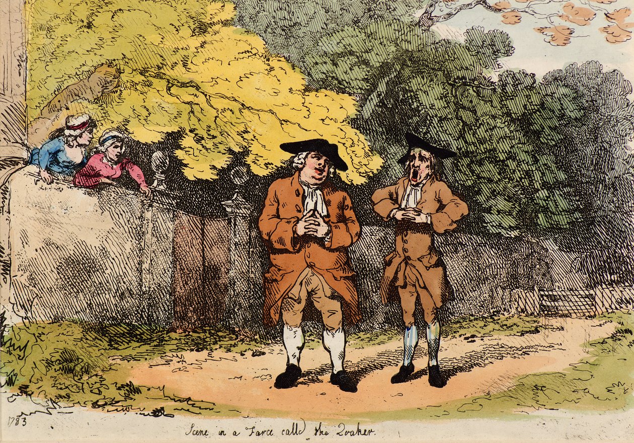 Szene in einer Farce namens der Quäker von Thomas Rowlandson