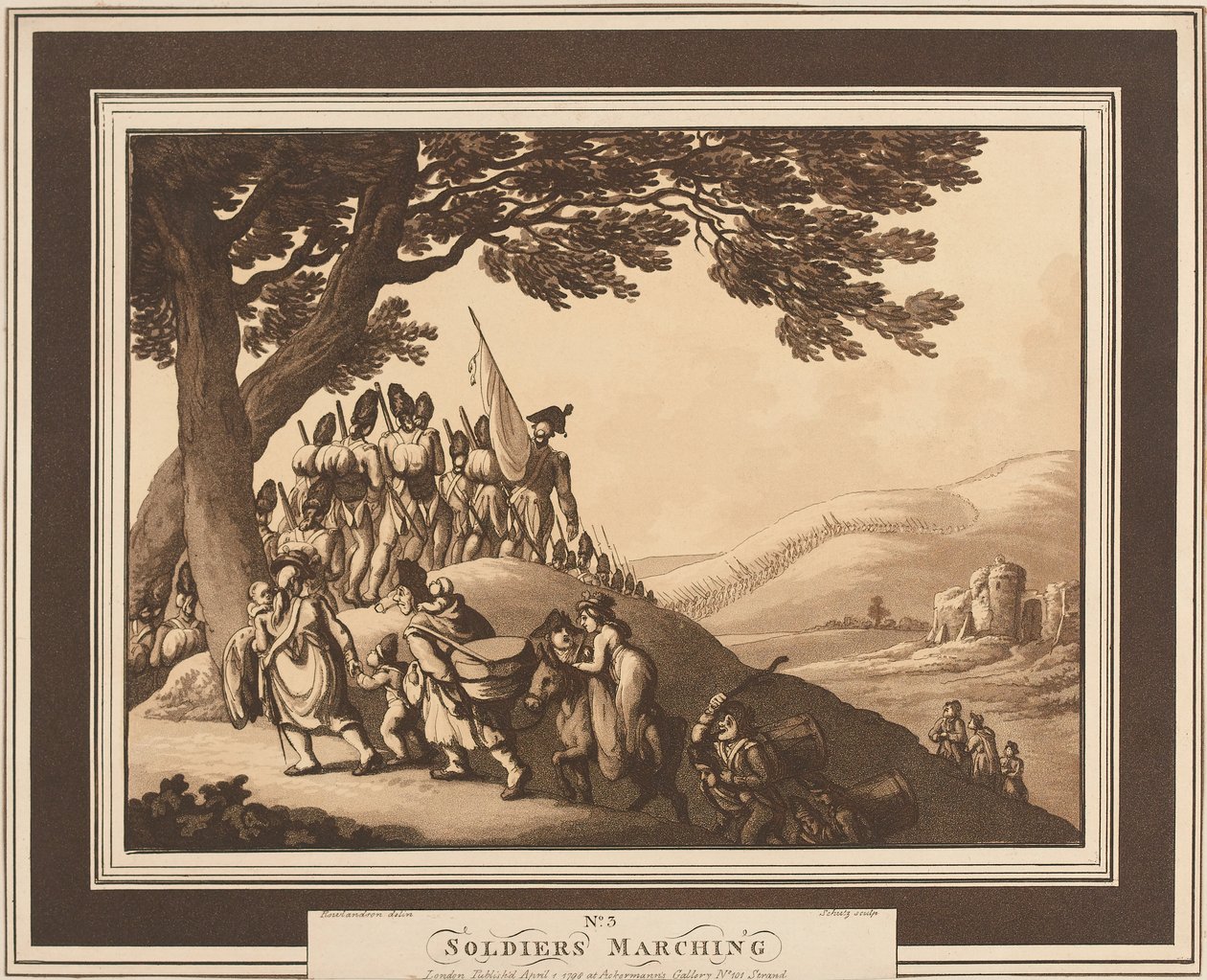 Soldaten beim Marschieren, ca. 1798 von Thomas Rowlandson