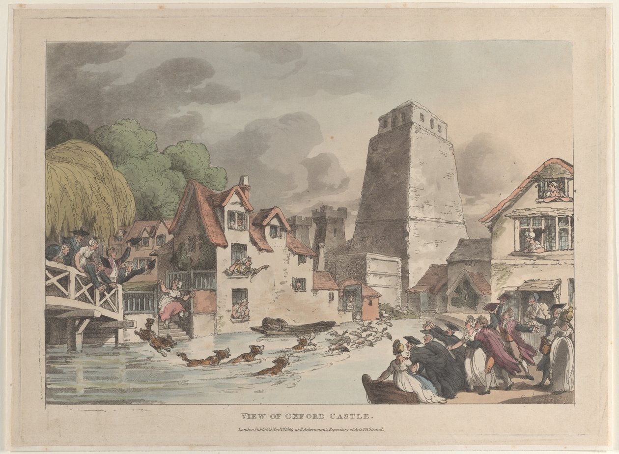 Blick auf das Oxford Castle, 1809 von Thomas Rowlandson