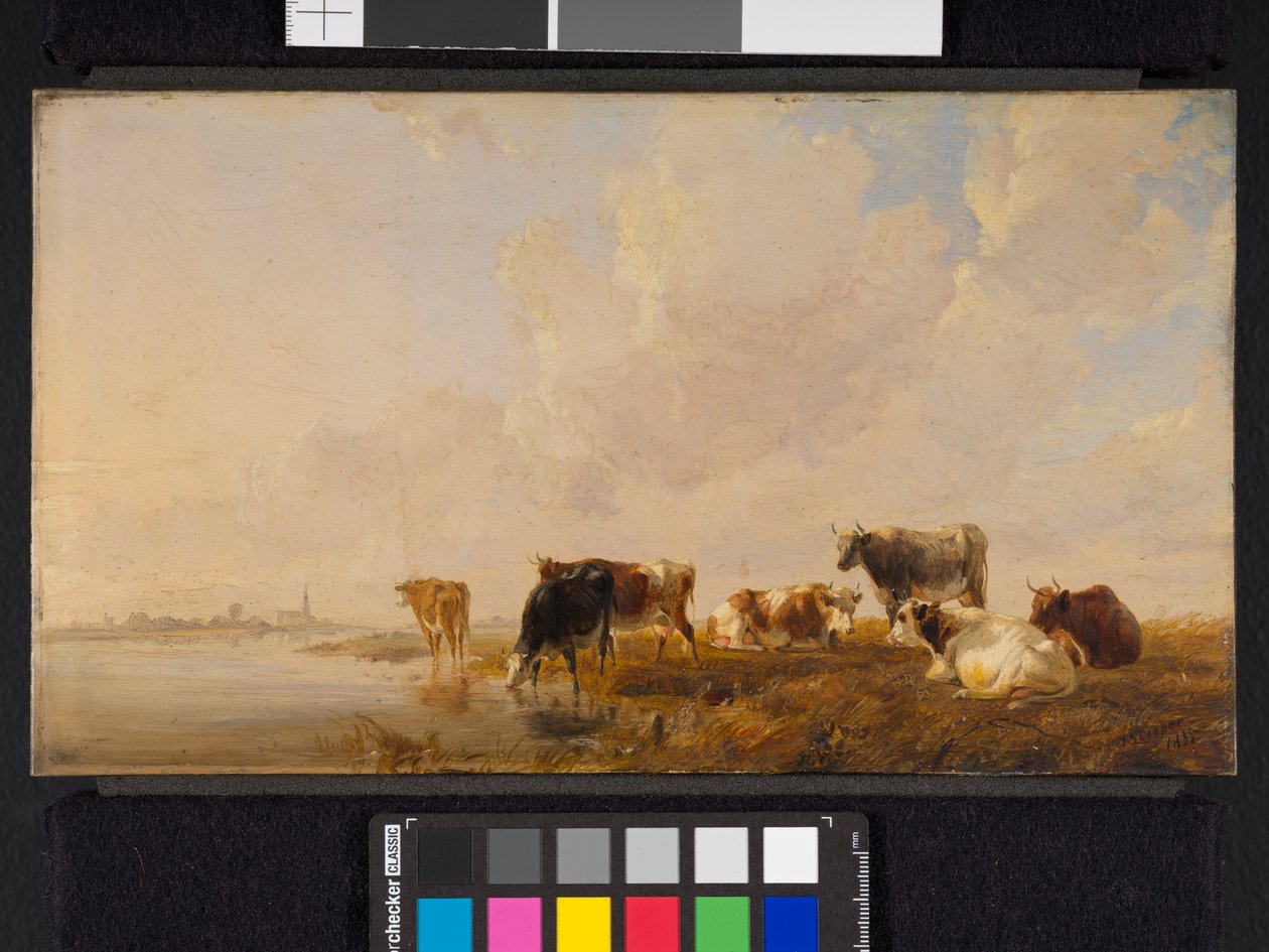 Rinder an einem Fluss von Thomas Sidney Cooper