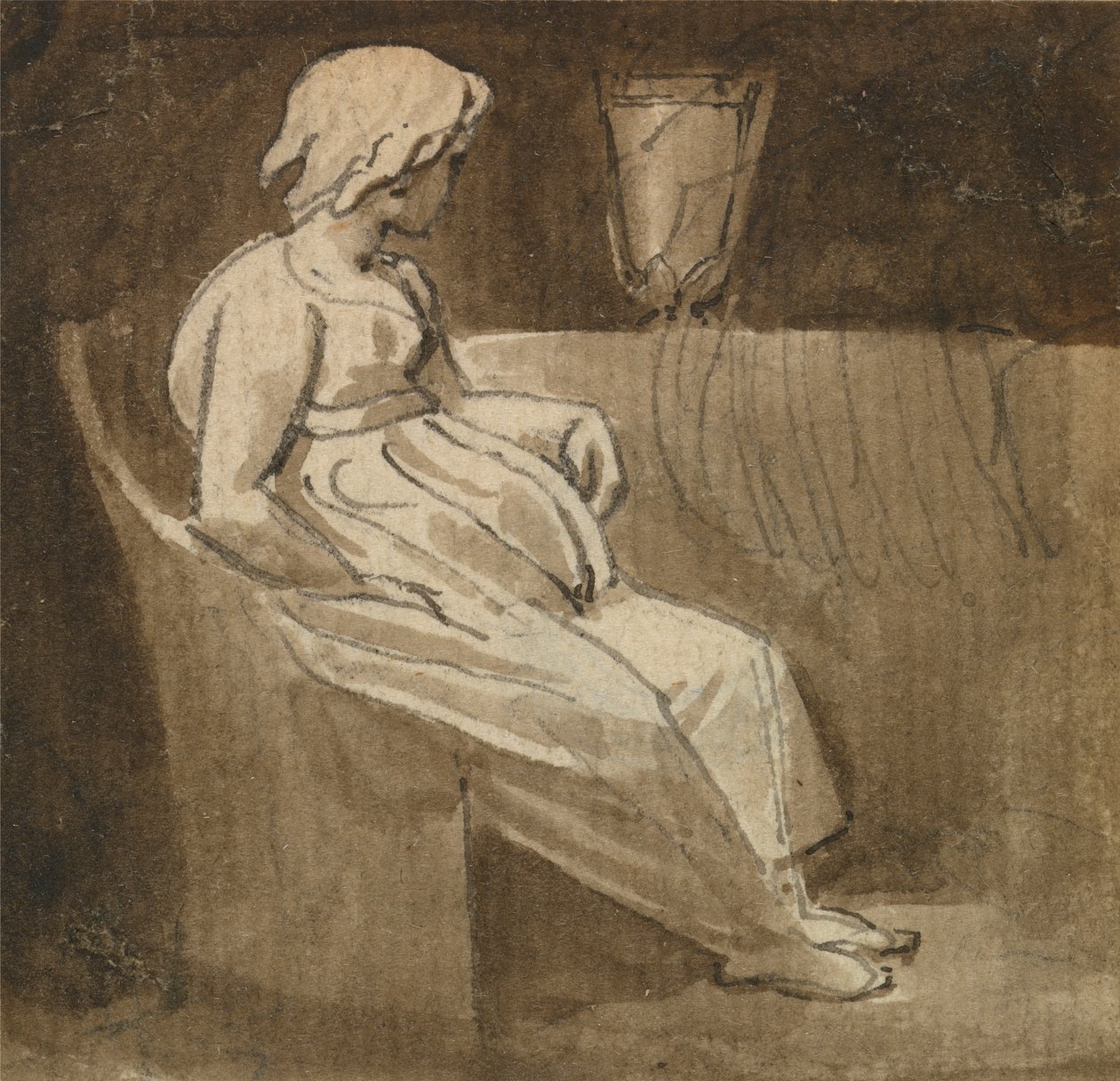 Sitzendes Mädchen bei einer Urne von Thomas Stothard
