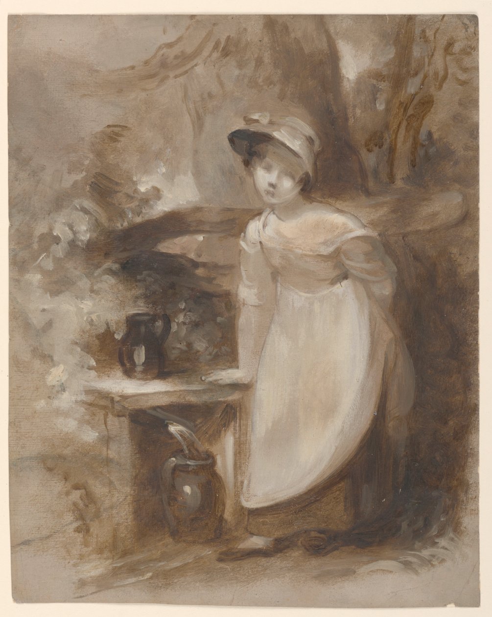 Junges Mädchen holt Wasser an einer Quelle von Thomas Sully