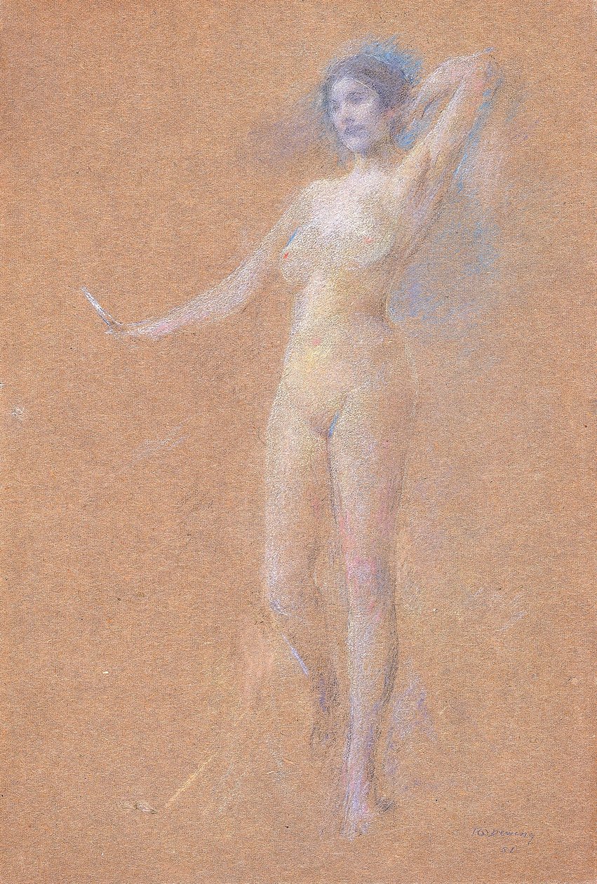 Stehende nackte Figur eines Mädchens von Thomas Wilmer Dewing