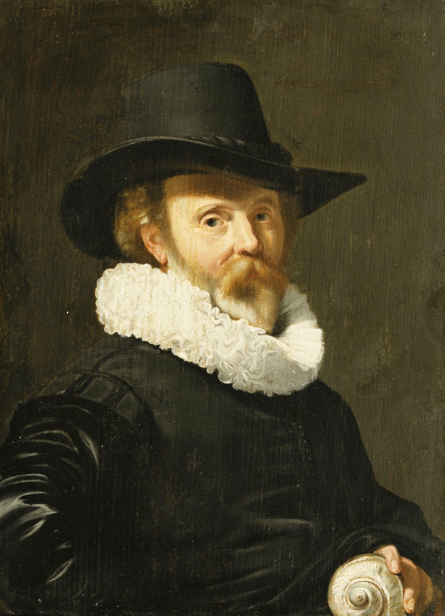 Ein Conchologe hält eine Nautilus-Schale von Thomas de Keyser