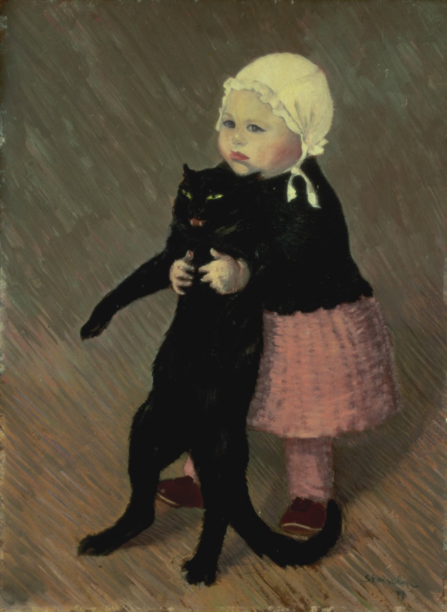 Ein kleines Mädchen mit einer Katze, 1889 von Théophile Alexandre Steinlen