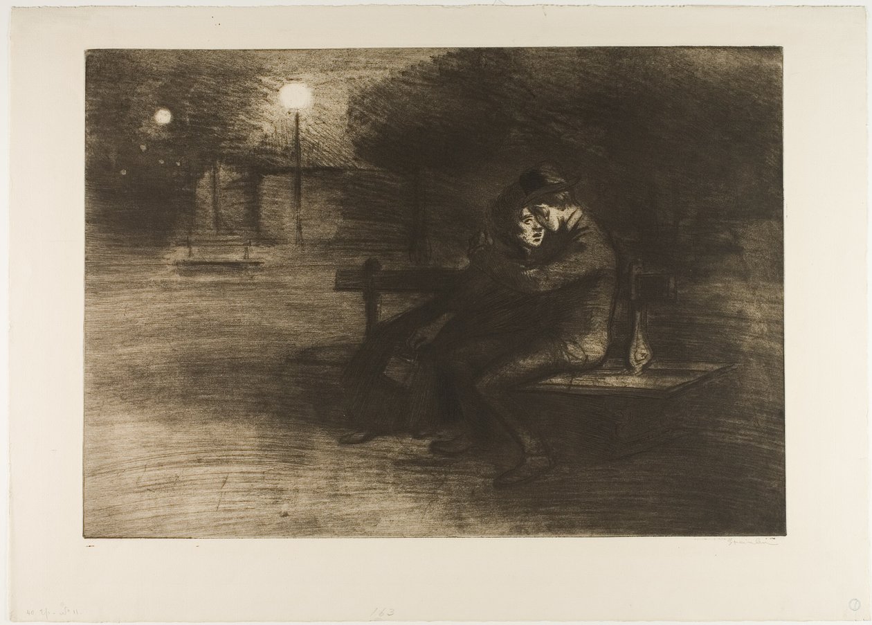 Liebende auf einer Bank von Théophile Alexandre Pierre Steinlen