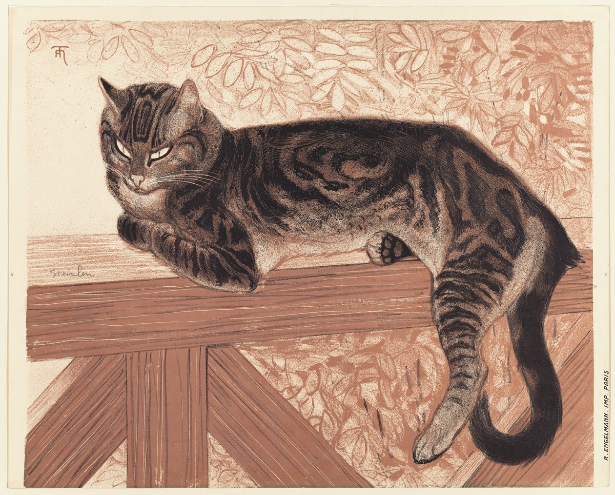 Sommer: Katze auf einer Balustrade von Théophile Alexandre Pierre Steinlen