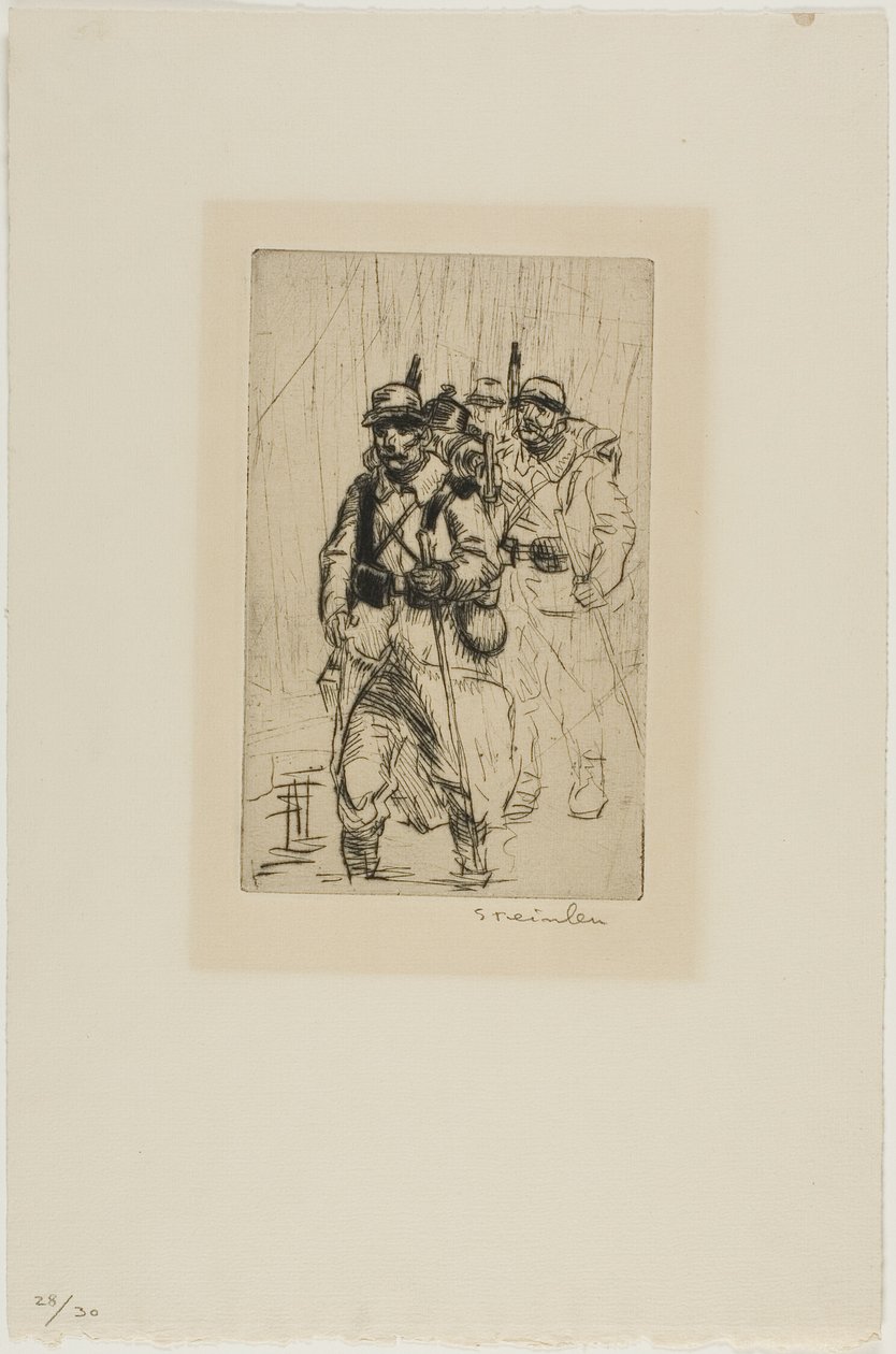 Drei Soldaten beim Gehen von Théophile Alexandre Pierre Steinlen
