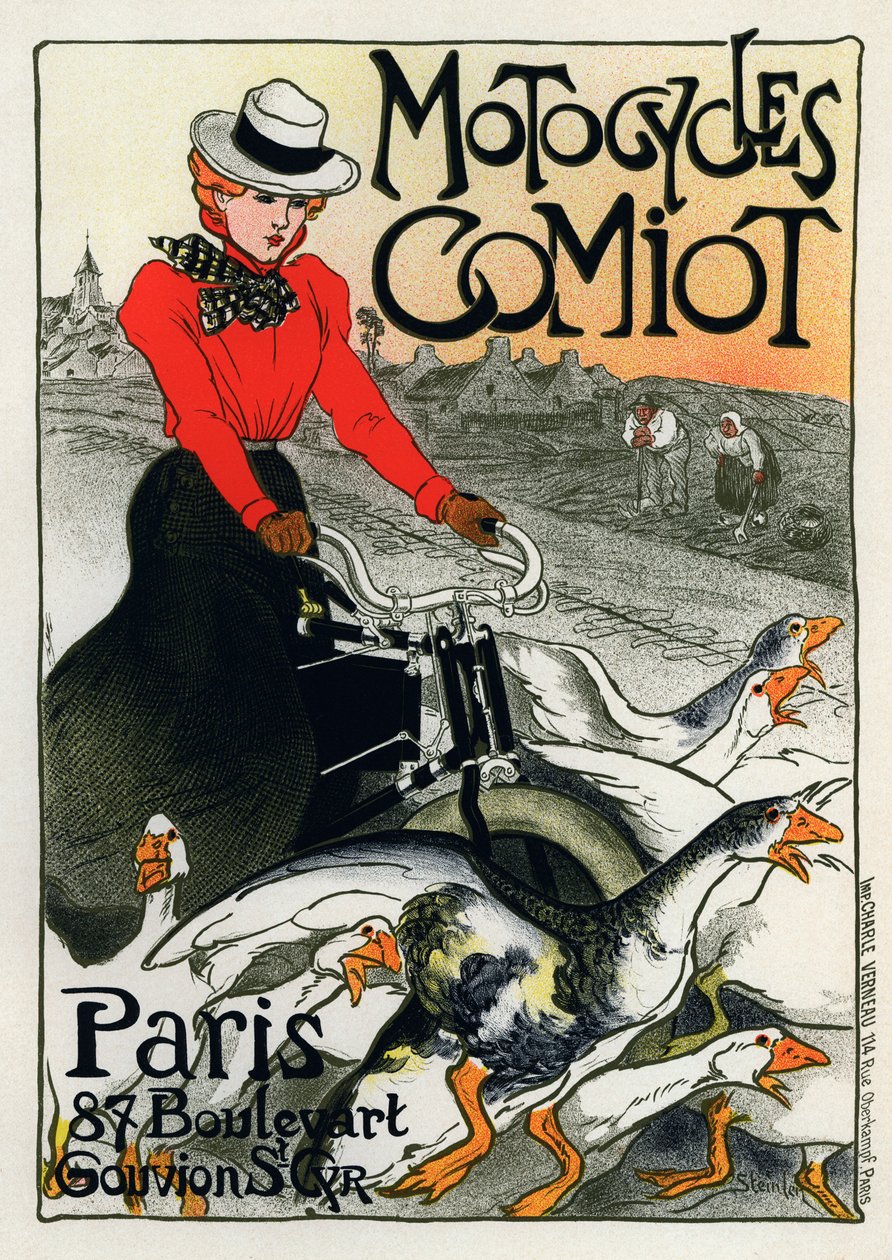 Motocycles Comiot, Werbeplakat von Théophile Alexandre Steinlen