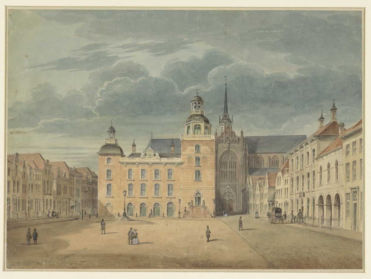 Rathaus und Kirche in Goes (Zeeland) von Théophile Schuler (possibly)