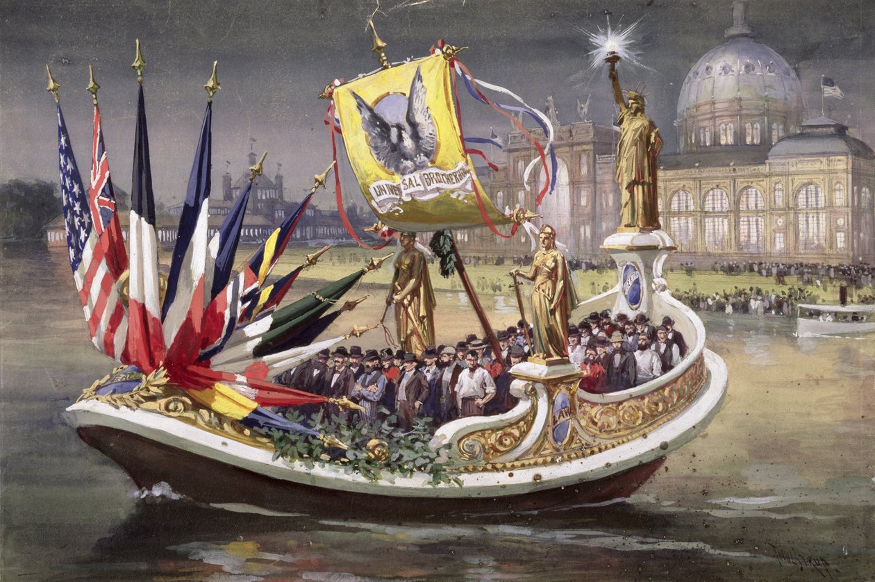 Die Universal Brotherhood Barge auf der Weltausstellung in Chicago, 1893 von Thure de Thulstrup