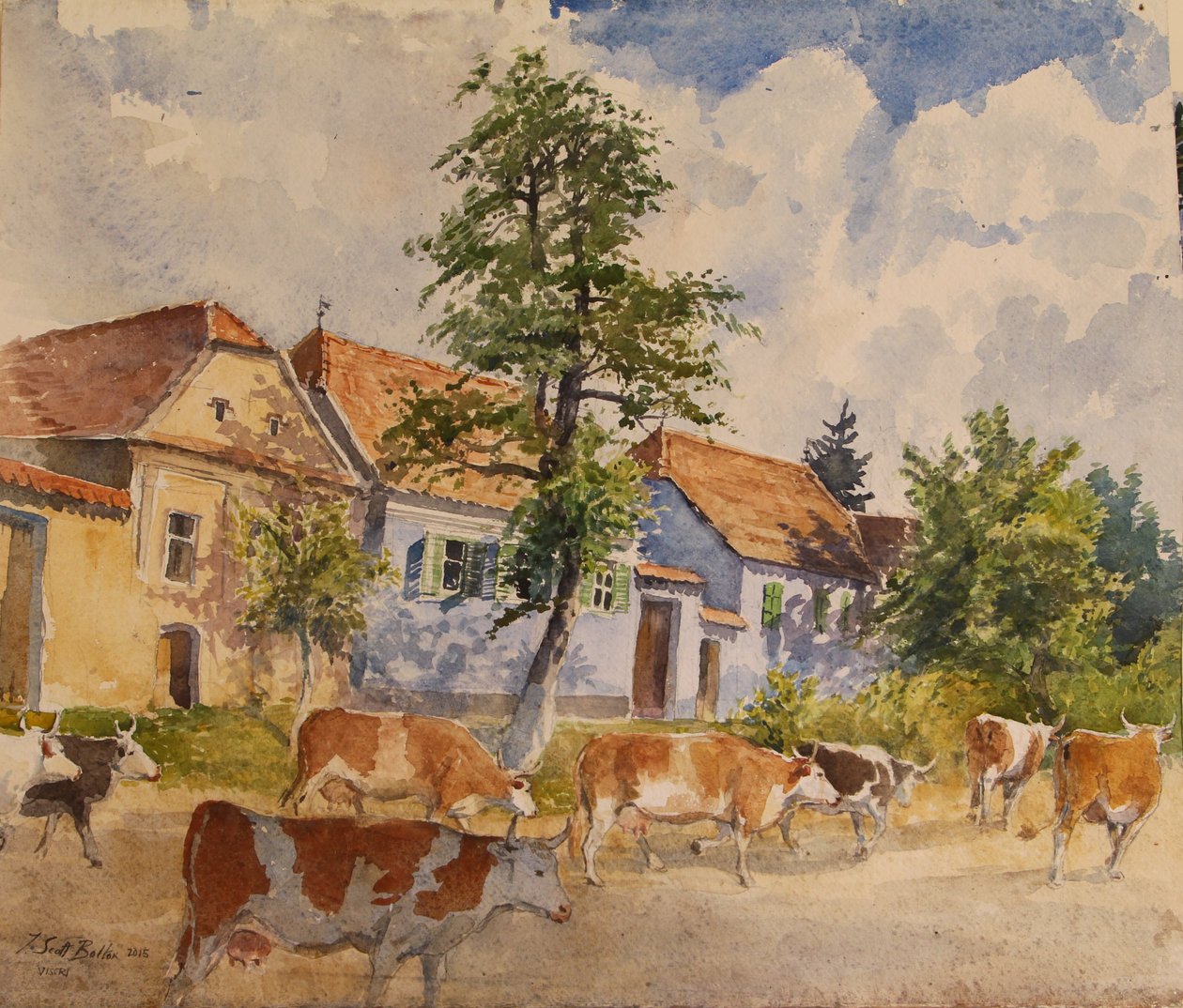 Viscri Haus Kühe, 2015 von Tim Scott Bolton