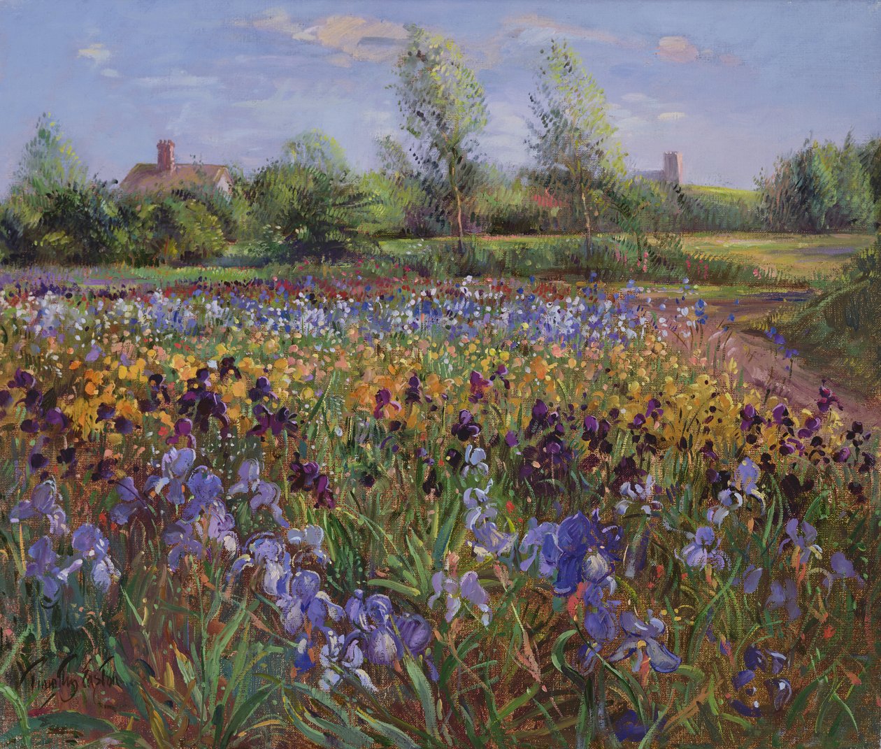 Schwertlilien und Burgate Green von Timothy Easton