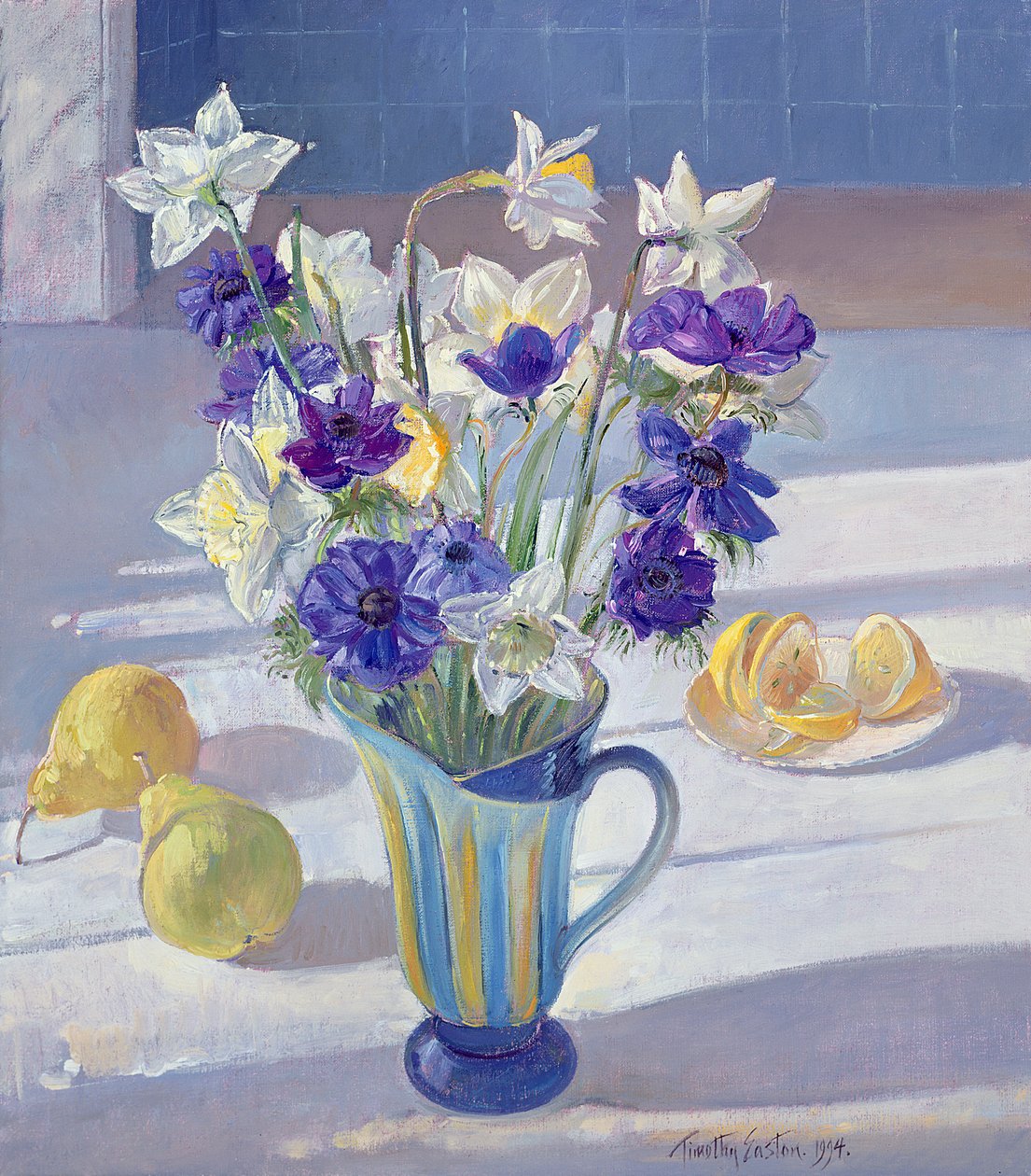 Frühlingsblumen und Zitronen, 1994 von Timothy Easton