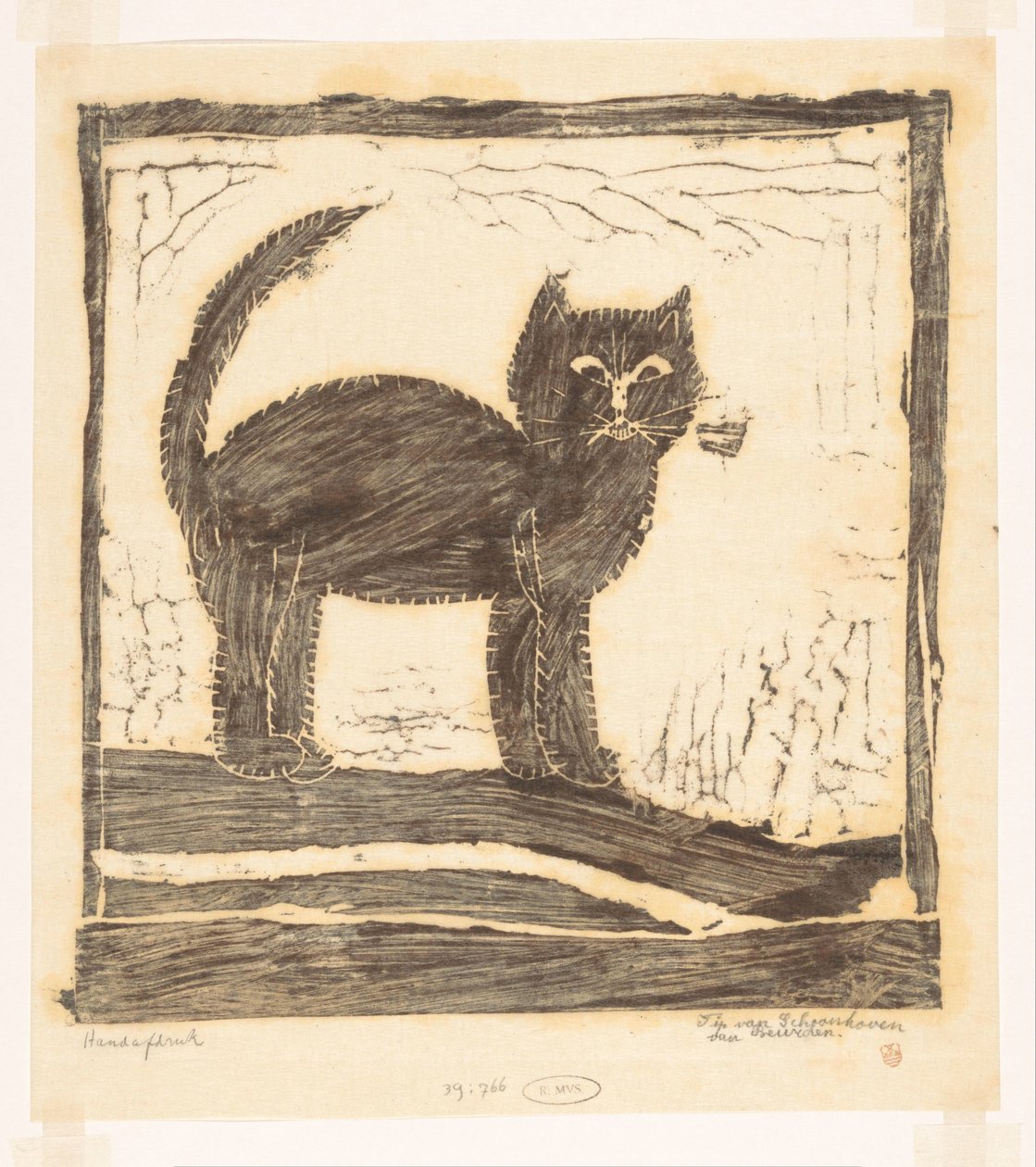 Katze mit erhobenem Schwanz von Tip van Schoonhoven