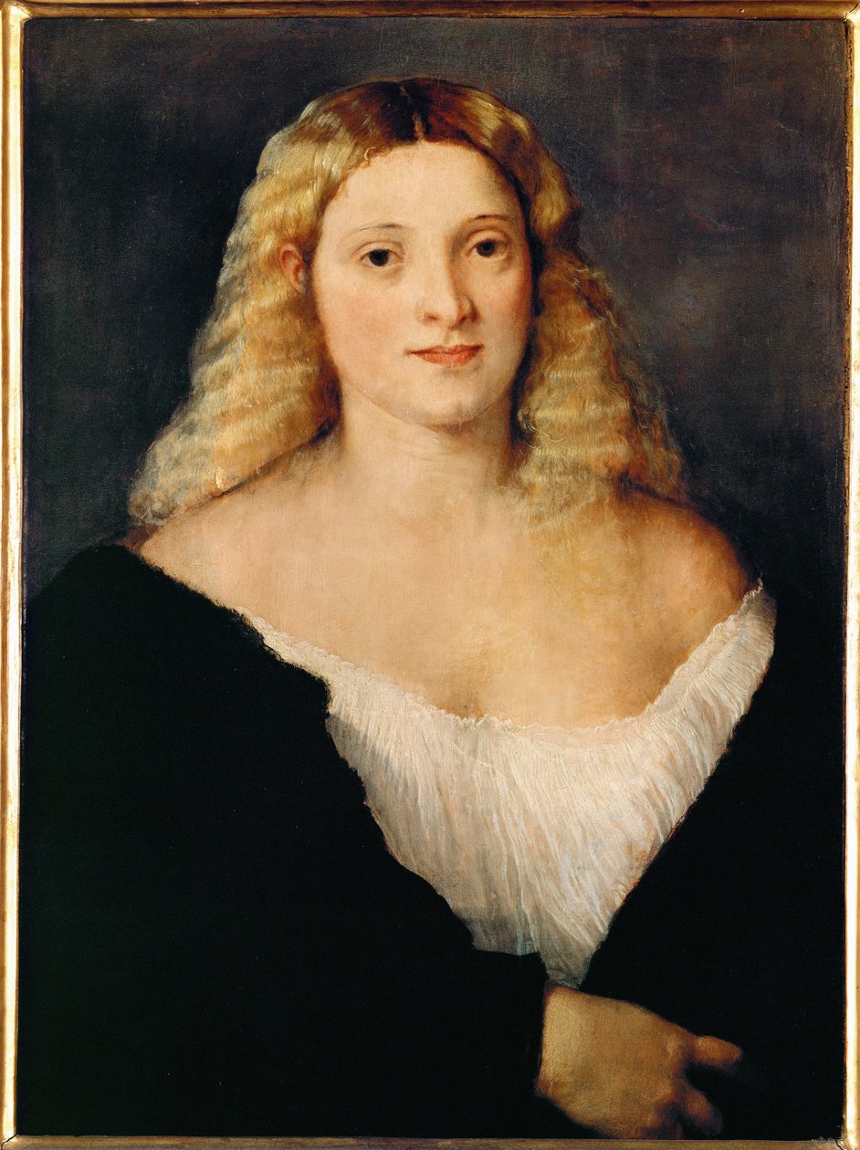 Junge Frau in einem schwarzen Kleid von Titian (c.1488 1576)