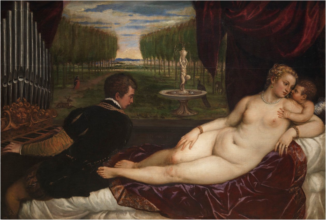 Venus mit einem Organisten und Amor von Titian