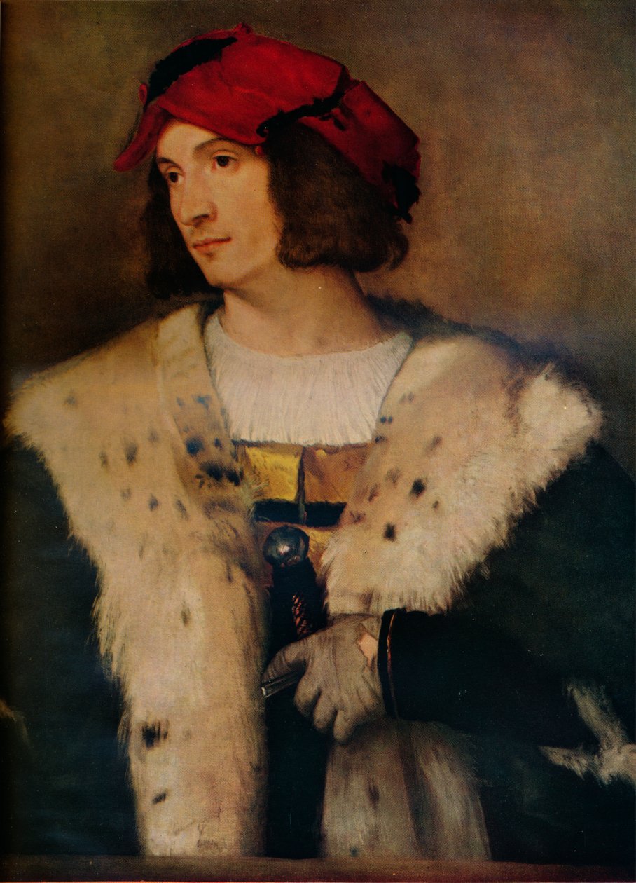 Mann mit roter Kappe, um 1510 von Tiziano Vecelli