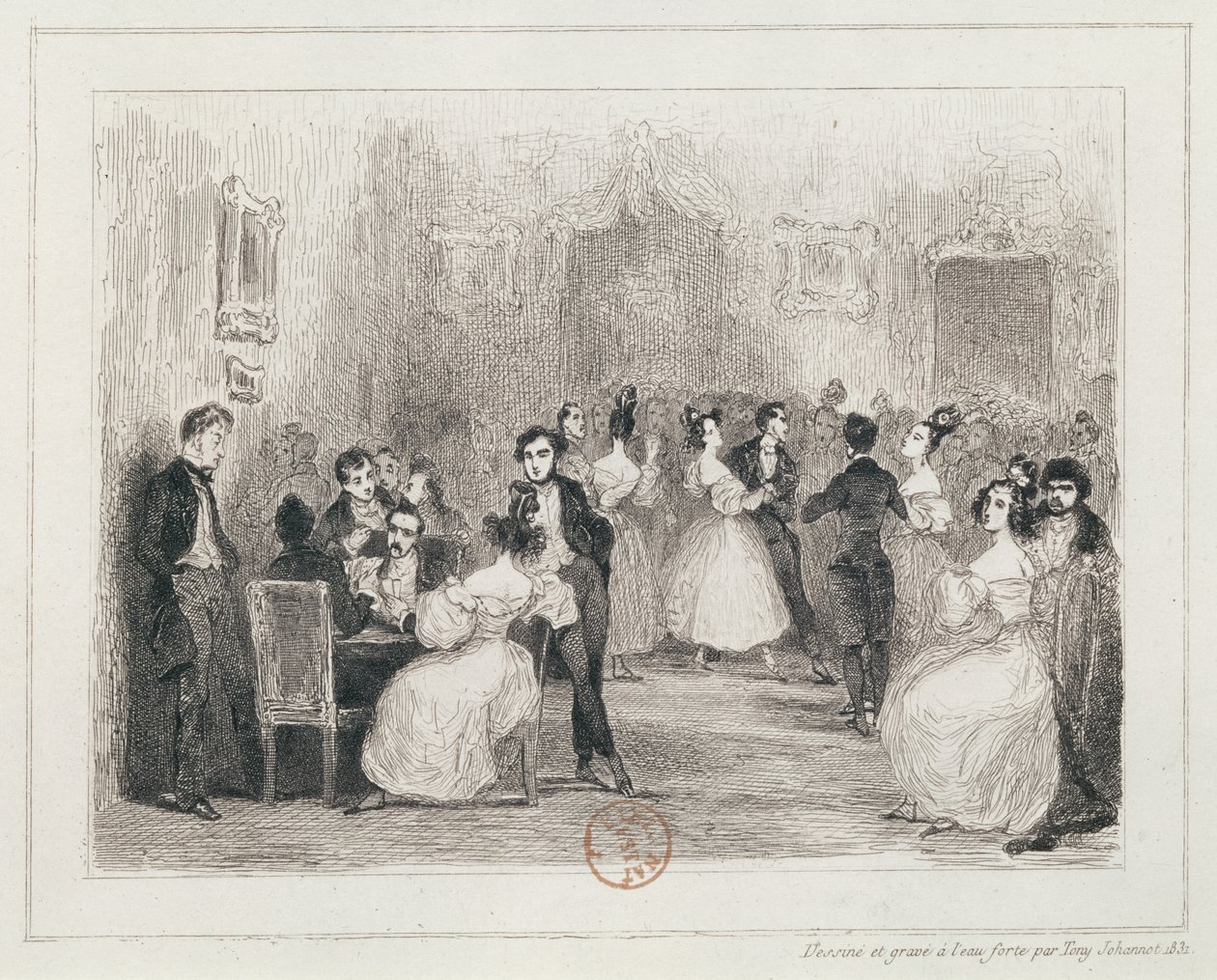 Soiree der Künstler, 1831 von Tony Johannot