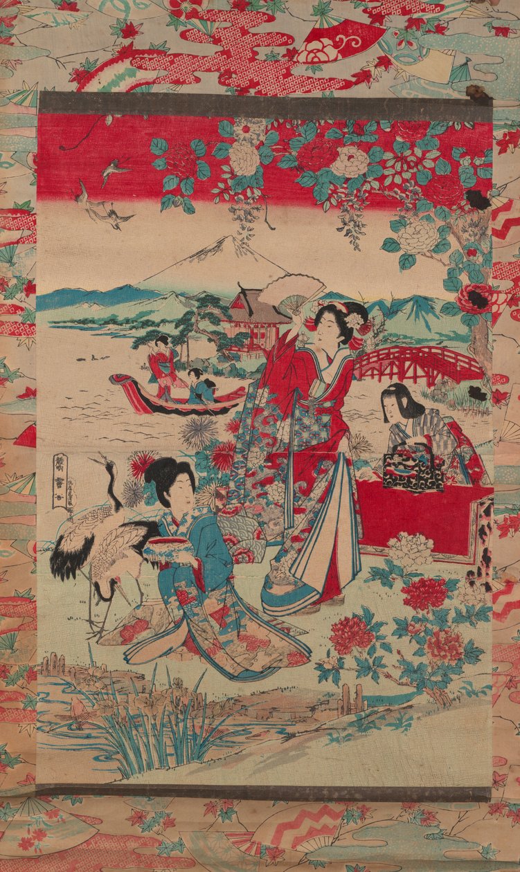 Geishas in einer Landschaft, ca. 1870-80 (Farbholzschnitt) von Torakiyo Sato Torakiyo Sato