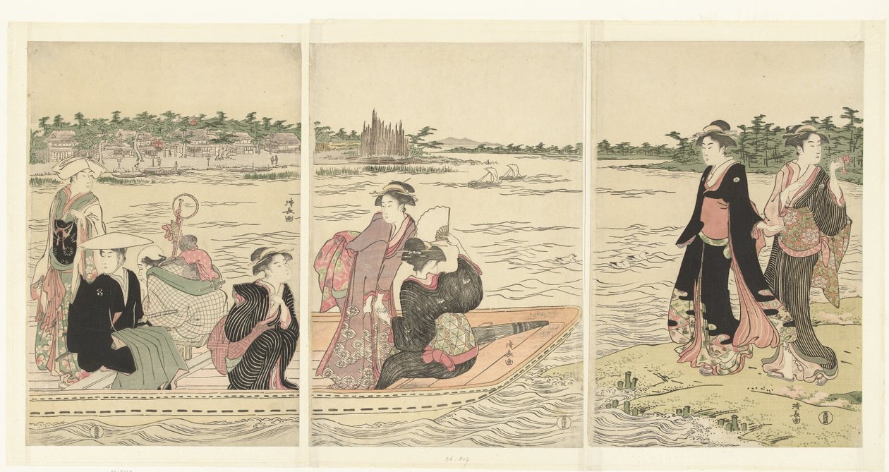 Fähre auf dem Sumida-Fluss von Torii Kiyonaga