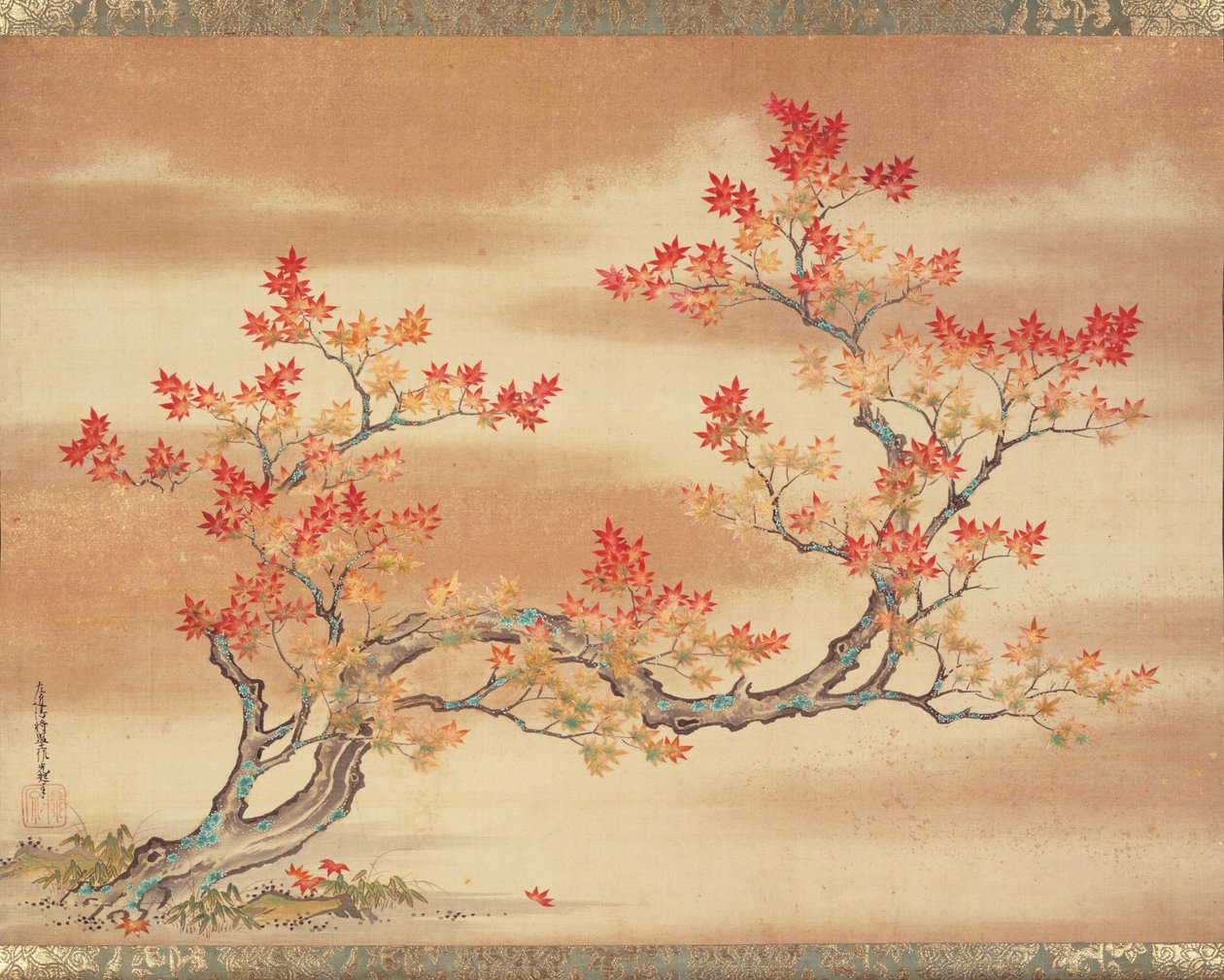 Gemälde eines Ahornbaums im Herbst von Tosa Mitsuoki