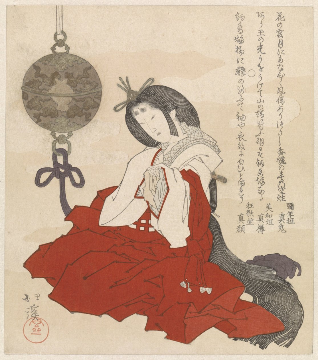Frau mit Weihrauchbrenner von Totoya Hokkei