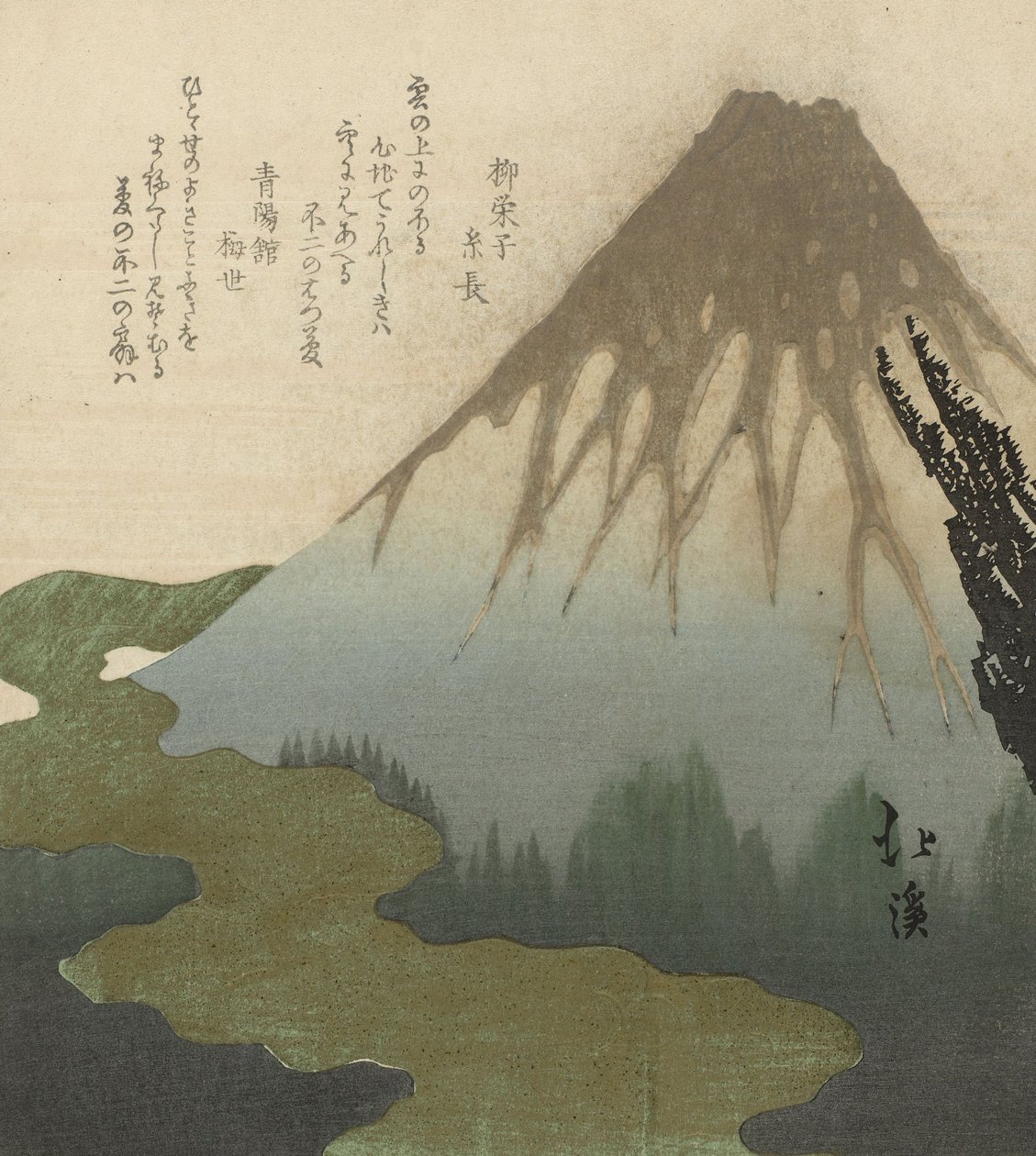 Berg Fuji, 1890-1900 (Holzschnitt) von Toyota Hokkei